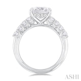 1 1/3 Ctw Princess Shape Princess and Round Cut Diamond Semi Mount Engagement Ring in 14K White Gold