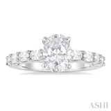 7/8 Ctw Oval Shape Oval and Round Cut Diamond Semi Mount Engagement Ring in 14K White Gold