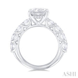 7/8 Ctw Princess Shape Oval and Round Cut Diamond Semi Mount Engagement Ring in 14K  White Gold