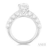 1 1/3 Ctw Marquise Shape Oval and Round Cut Diamond Semi Mount Engagement Ring in 14K White Gold