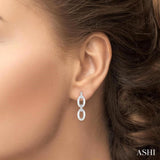 1/10 Ctw Oval Shape D-Link Round Cut Diamond Fashion Earrings in Sterling Silver