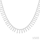 1 1/10 Ctw Spikes Shape Round Cut Diamond Fashion Necklace in 14K White Gold