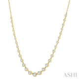 1 1/4 Ctw Halfway Graduated Bezel Set Round Cut Diamond Tennis Necklace in 14K Yellow Gold