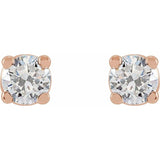 14K Rose Gold 1/6 CTW Natural White Diamond Earrings