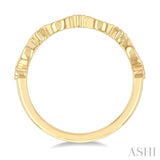 1/10 Ctw Marquise and Circular Motif Carved Round Cut Diamond Stackable Wedding Band in 14K Yellow Gold
