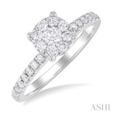 5/8 ctw Round Lovebright Diamond Engagement Ring in 14K White Gold