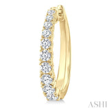 1 1/2 Ctw Graduated Round Cut Diamond Fashion Hoop Earrings in 14K Yellow Gold