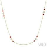 2.25 MM Ruby and 1/2 Ctw Round Cut Diamond Precious Station Necklace in 14K Yellow Gold