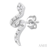1/20 Ctw Petite Snake Round Cut Diamond Fashion Stud Earrings in 10K White Gold