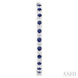 2.5 MM Round Cut Sapphire and 2 1/2 Ctw Round Cut Diamond Precious Inside-Out Alternating Hoop Earrings in 14K White Gold