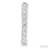 1 Ctw Inside-Out Embellished Round Cut Diamond Hoop Earrings in 14K White Gold