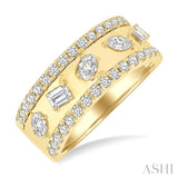 7/8 Ctw 5-Stone Mixed Shape Diamond Fashion Band in 14K Yellow Gold