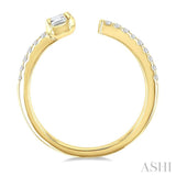 3/8 Ctw Emerald and Round Cut Diamond Fashion Open Ring in 14K Yellow Gold