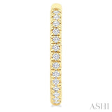 1/6 Ctw French Pave Set Round Cut Diamond Fashion Half Hoop Earrings in 14K Yellow Gold