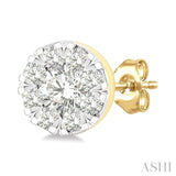 1/6 Ctw Lovebright Petite Round Shape Round Cut Diamond Fashion Stud Earrings in 10K Yellow Gold