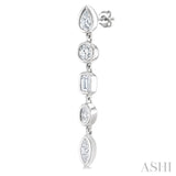 1 Ctw Bezel Set Mixed Diamond Cut Fashion Earrings in 14K White Gold