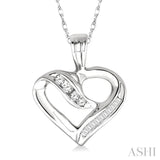 1/4 Ctw Baguettes and Round Diamond Heart Pendant in 10K White Gold with Chain