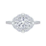 Oval Cut Diamond Halo Engagement Ring in 14K White Gold (Semi-Mount)