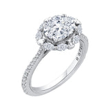 Oval Cut Diamond Halo Engagement Ring in 14K White Gold (Semi-Mount)