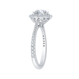 Oval Cut Diamond Halo Engagement Ring in 14K White Gold (Semi-Mount)
