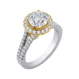 Split Shank Round Diamond Halo Engagement Ring in 14K Two Tone Gold (Semi-Mount)