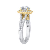 Split Shank Round Diamond Halo Engagement Ring in 14K Two Tone Gold (Semi-Mount)