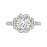 Oval Cut Diamond Halo Engagement Ring in 14K Two Tone Gold (Semi-Mount)