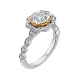 Oval Cut Diamond Halo Engagement Ring in 14K Two Tone Gold (Semi-Mount)