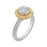 Round Diamond Cathedral Style Engagement Ring in 14K Two Tone Gold (Semi-Mount)