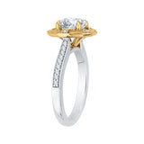 Round Diamond Cathedral Style Engagement Ring in 14K Two Tone Gold (Semi-Mount)