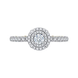 Round Diamond Double Halo Engagement Ring in 14K Two Tone Gold