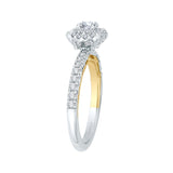 Round Diamond Double Halo Engagement Ring in 14K Two Tone Gold