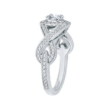 Split Shank Oval Cut Diamond Halo Engagement Ring in 14K White Gold