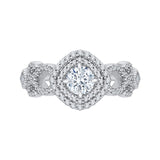 Round Diamond Double Halo Engagement Ring in 14K Two Tone Gold