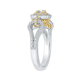 Round Diamond Double Halo Engagement Ring in 14K Two Tone Gold