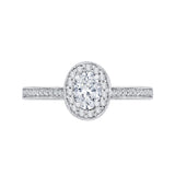 Oval Cut Diamond Halo Engagement Ring in 14K White Gold