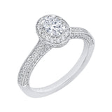 Oval Cut Diamond Halo Engagement Ring in 14K White Gold