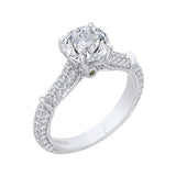 Round Diamond Cathedral Style Engagement Ring in 14K White Gold (Semi-Mount)