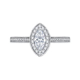 Marquise Cut Diamond Halo Engagement Ring in 14K White Gold