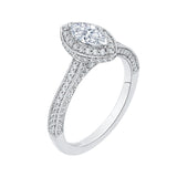 Marquise Cut Diamond Halo Engagement Ring in 14K White Gold