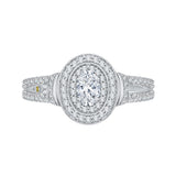 Oval Cut Diamond Double Halo Engagement Ring in 14K White Gold