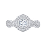 Cushion Cut Diamond Double Halo Engagement Ring in 14K Two Tone Gold