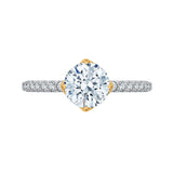 Round Diamond Floral Engagement Ring in 14K Two Tone Gold (Semi-Mount)