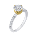Round Diamond Floral Engagement Ring in 14K Two Tone Gold (Semi-Mount)