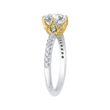 Round Diamond Floral Engagement Ring in 14K Two Tone Gold (Semi-Mount)