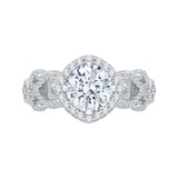 Split Shank Round Diamond Halo Engagement Ring in 14K Two Tone Gold (Semi-Mount)