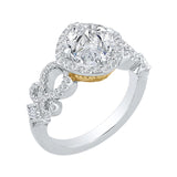 Split Shank Round Diamond Halo Engagement Ring in 14K Two Tone Gold (Semi-Mount)