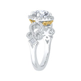 Split Shank Round Diamond Halo Engagement Ring in 14K Two Tone Gold (Semi-Mount)
