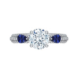 Round Diamond and Sapphire Engagement Ring in 14K White Gold (Semi-Mount)