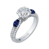 Round Diamond and Sapphire Engagement Ring in 14K White Gold (Semi-Mount)